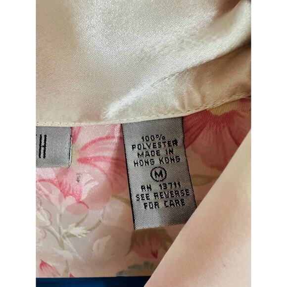 Vintage 80s floral Print Satin Nightgown Pastels size Medium Pink white - Picture 5 of 7